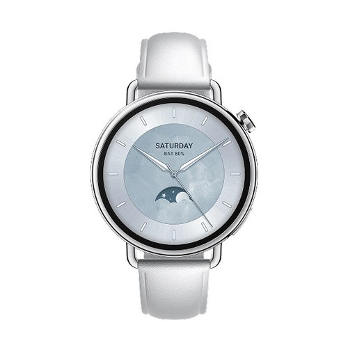 Xiaomi Watch S4 Smartwatch 41mm, Silver, White Leather Strap