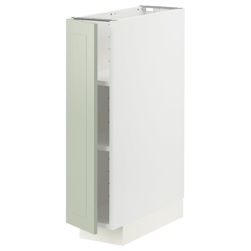 METOD Base cabinet with shelves, white/Stensund light green, 20x60 cm