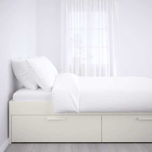 BRIMNES Bed frame with storage, white, 140x200 cm