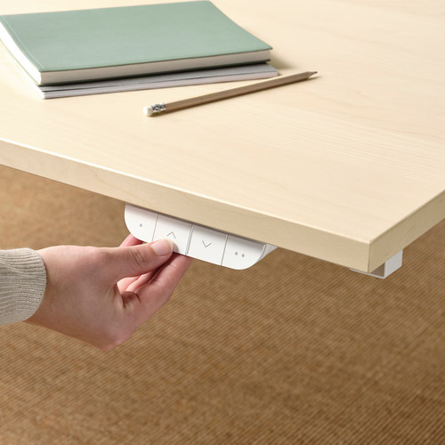 MITTZON Desk sit/stand, electric birch veneer/white, 140x80 cm