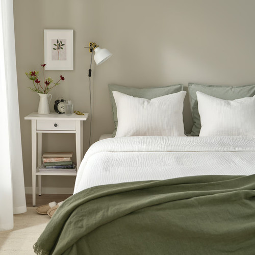 SCHERSMIN Duvet cover and 2 pillowcases, white, 200x200/50x60 cm