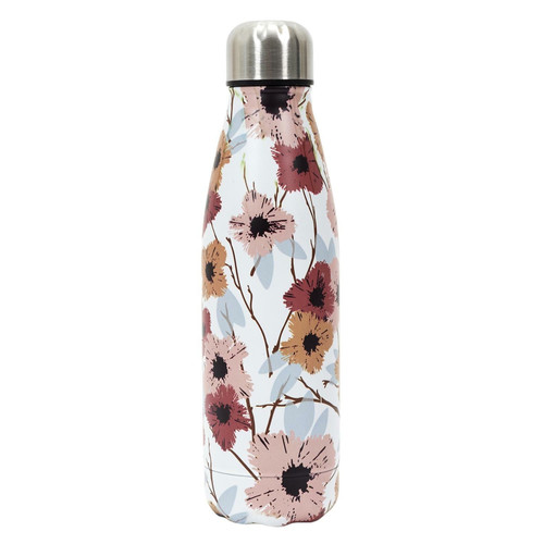 Thermal Bottle Flower 500ml, white-pink