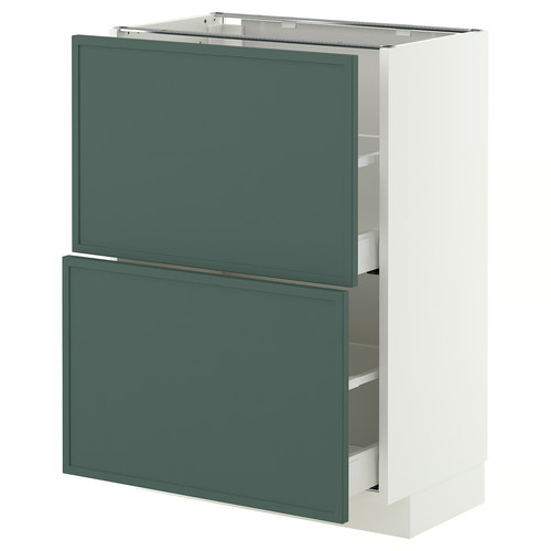 METOD/MAXIMERA Base cabinet with 2 drawers, white/Aspudden dark grey-green, 60x37 cm