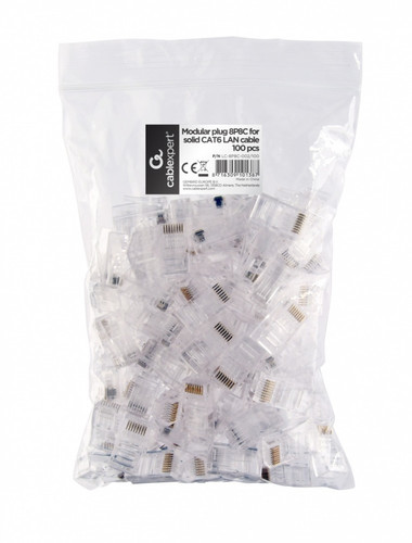 Gembird Modular Plug 8P8C for Solid CAT6 LAN Cable, 100pcs