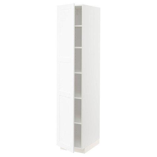 METOD High cabinet with shelves, white Enköping/white wood effect, 40x60x200 cm