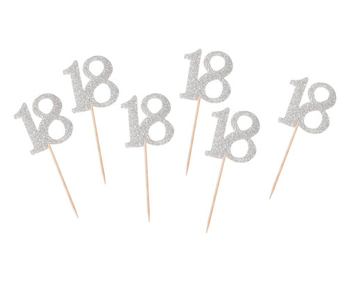 Birthday Picks 18 6pcs, silver