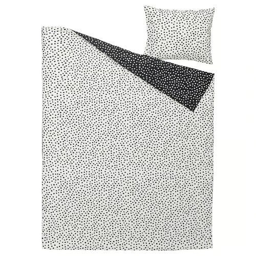 BJÖRKGRÅMAL Duvet cover and pillowcase, black white/dotted, 150x200/50x60 cm