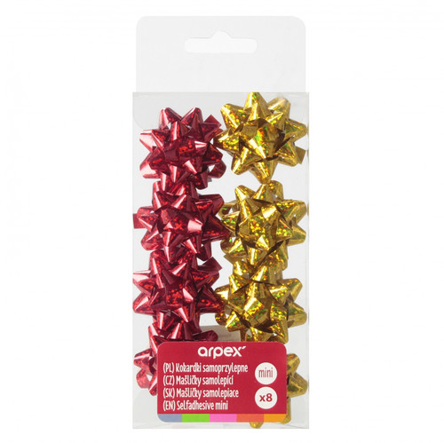 Mini Self-Adhesive Decorative Bows, Christmas, Assorted, Pack of 8