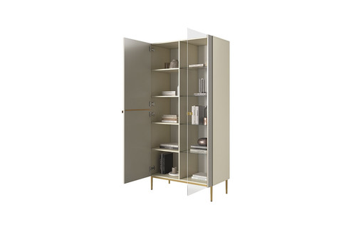 High Cabinet Display Cabinet Nicole, cashmere, gold legs