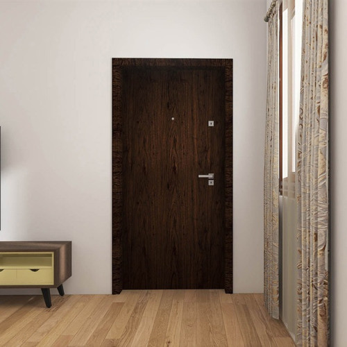 Flat Entrance Door Dominos 80, left, natural walnut