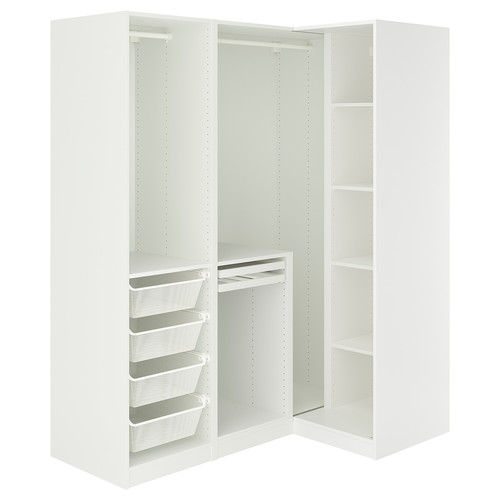 PAX / FYRUDDEN Corner wardrobe, white/blue, 161/111x201 cm