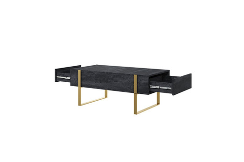 Coffee Table with 2 Drawers Verica, charcoal/gold legs
