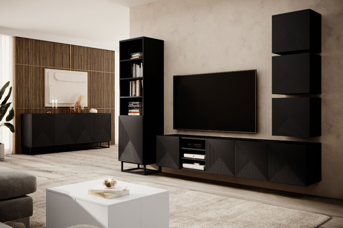 Wall-mounted TV Cabinet Asha 200 cm, matt black
