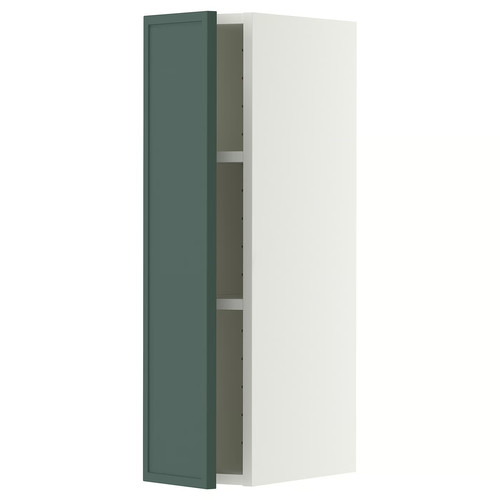 METOD Wall cabinet with shelves, white/Aspudden dark grey-green, 20x80 cm