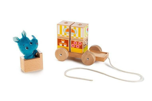 LILLIPUTIENS Wooden Food Truck with Puzzle Rhino Marius 12m+