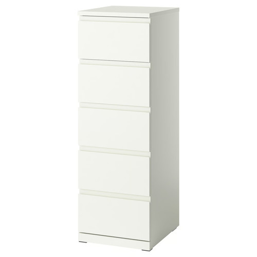 STORKLINTA Chest of 5 drawers, white, 40x50x120 cm
