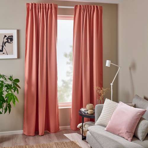 MAJGULL Room darkening curtains, 1 pair, pink, 145x300 cm
