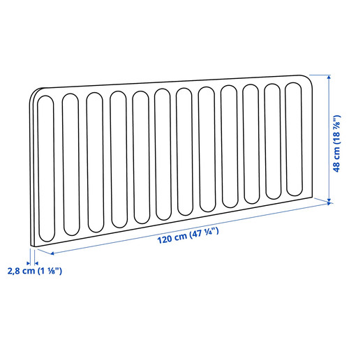 EILIF Screen for desk, blue, 120x48 cm