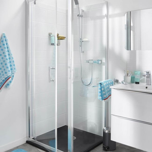 Shower Panel Onega 90, chrome/clear glass