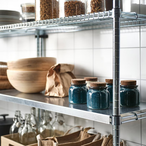 BRUGDHAJ Jar with lid, blue, 0.3 l
