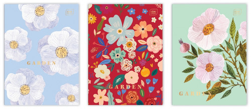 Notebook A4 96 Pages Squared Garden 5pcs, assorted