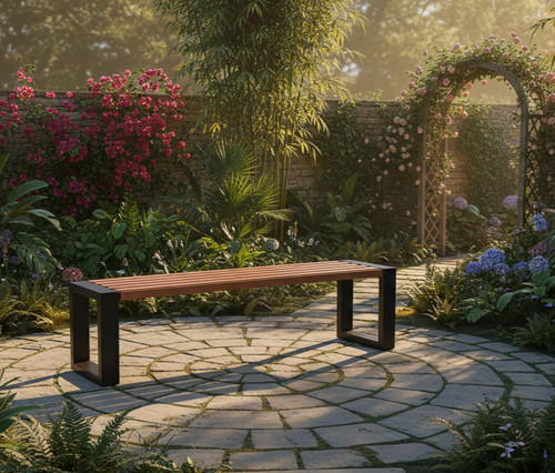 Architectural Metal Garden Bench Bold 150cm, black-brown