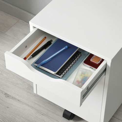 ALEX Drawer unit on castors, white/black, 36x50 cm
