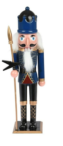 Nutcracker Christmas Decoration 38cm, blue, crown