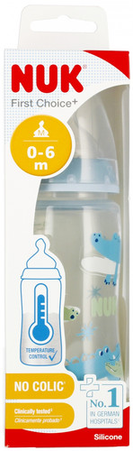 NUK First Choice Plus Baby Bottle with Temperature Control 300ml 0-6m, blue