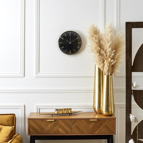 Wall Clock Luce, black/gold