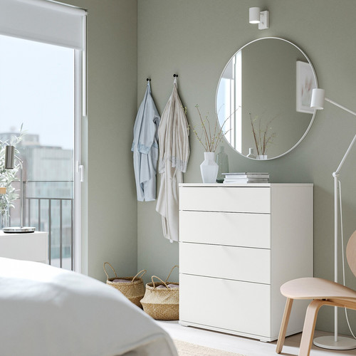 VIHALS Chest of 4 drawers, white/anchor/unlock-function, 70x47x90 cm