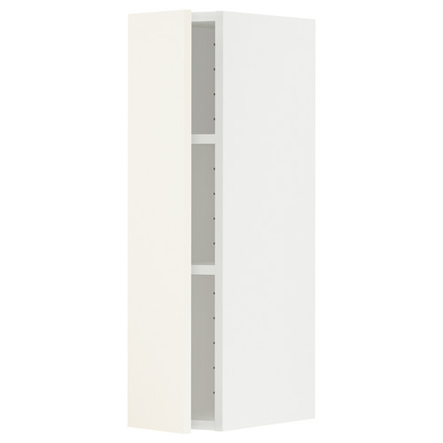 METOD Wall cabinet with shelves, white/Vallstena white, 20x80 cm