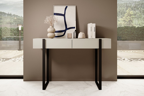 Modern Console Table Dresser Dressing Table Verica, cashmere/black legs