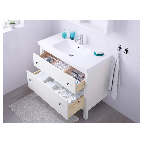 HEMNES / ODENSVIK Wash-stand with 2 drawers, white, Runskär tap, 103x49x89 cm