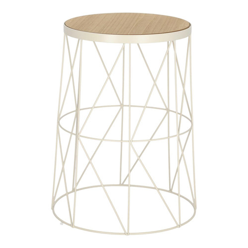 Side Table Bedside Table Rack, round, white