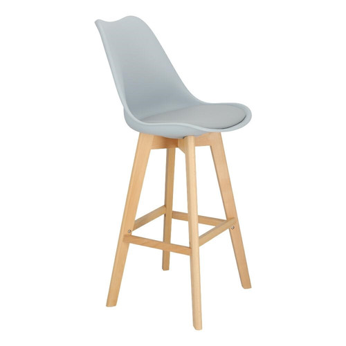 Bar Stool Norden Wood, high, PP, grey