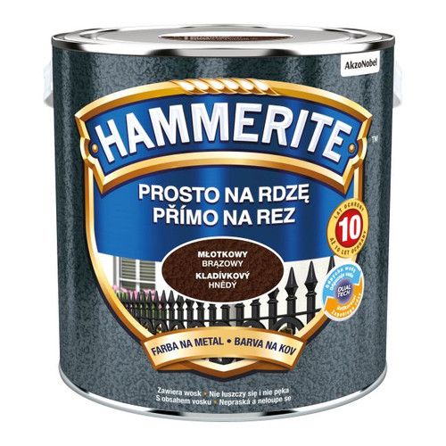 Hammerite Direct To Rust Metal Paint 0.25l, hammered brown