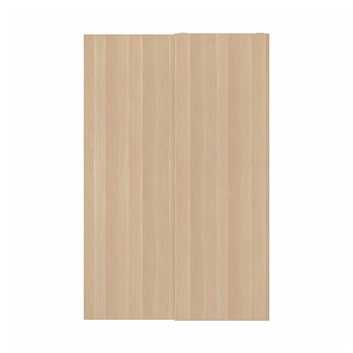 HASVIK Pair of sliding doors, white stained oak effect, 150x236 cm