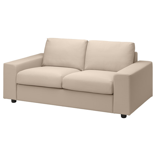 VIMLE Cover for 2-seat sofa, with wide armrests/Hallarp beige