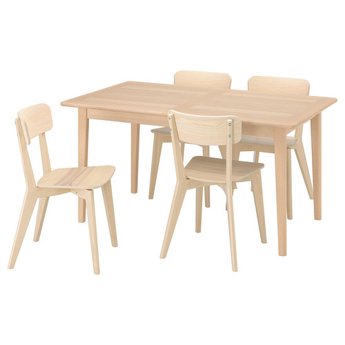 SKANSNÄS / LISABO Table and 4 chairs, light beech veneer/ash, 150/205 cm