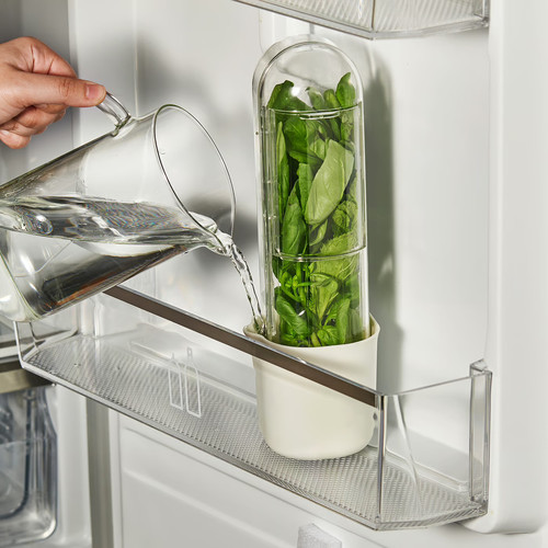 KLIPPKAKTUS Herb storage for fridge, transparent, 10x9x28 cm