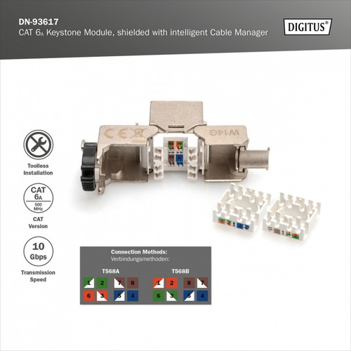 Digitus Professional Module Keystone RJ45 (8P8C) cat. 6A STP, LSA, tool-free, shielded