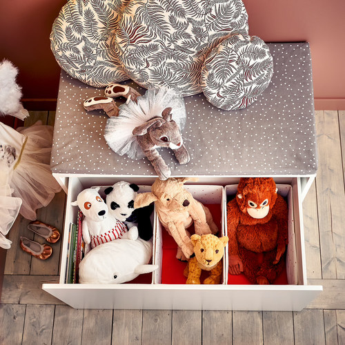 SMÅSTAD Bench with toy storage, white, white, 90x50x48 cm