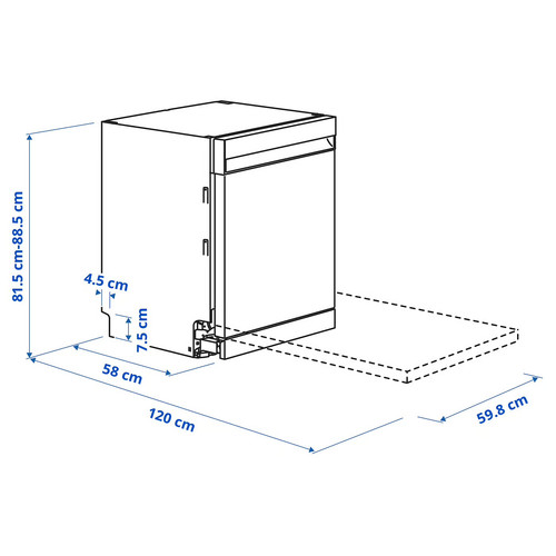 SÖDERBODA Built-in dishwasher, IKEA 500 stainless steel colour, 60 cm