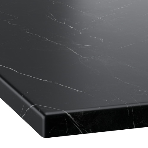 ÄNGSJÖN / BACKSJÖN Wash-stand/wash-basin/tap, high-gloss white/black marble effect, 122x49x71 cm