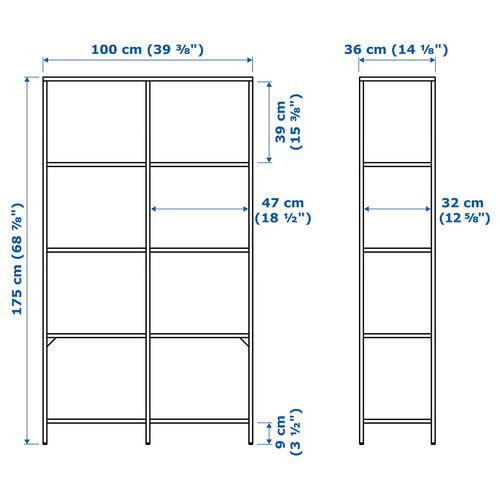 VITTSJÖ Shelving unit, black-brown, glass, 100x175 cm
