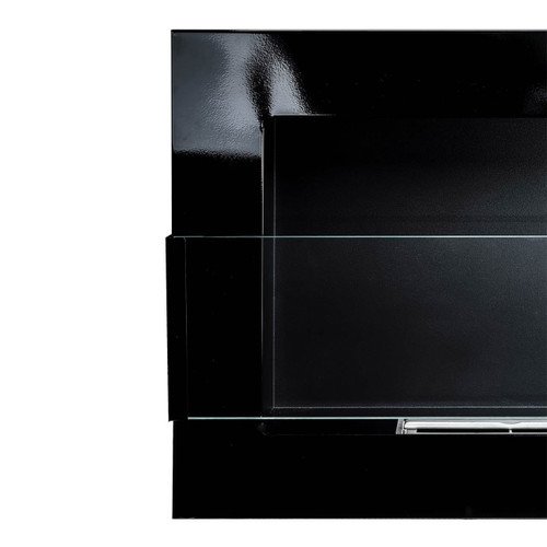 Wall-mounted Biofireplace with Glass 1200 x 400 mm, high-gloss black
