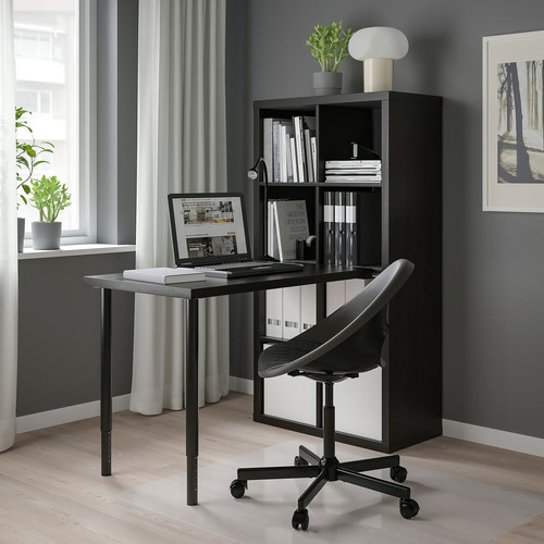 KALLAX / LINNMON Desk combination, black/black-brown, 77x139x147 cm