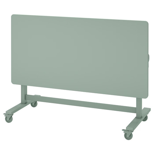 MITTZON Foldable table with castors, green, 140x70 cm