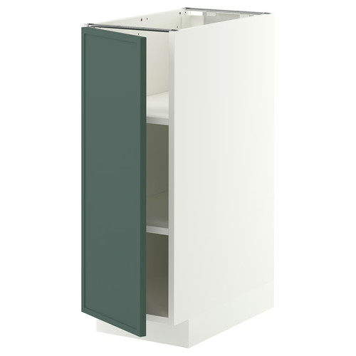 METOD Base cabinet with shelves, white/Aspudden dark grey-green, 30x60 cm